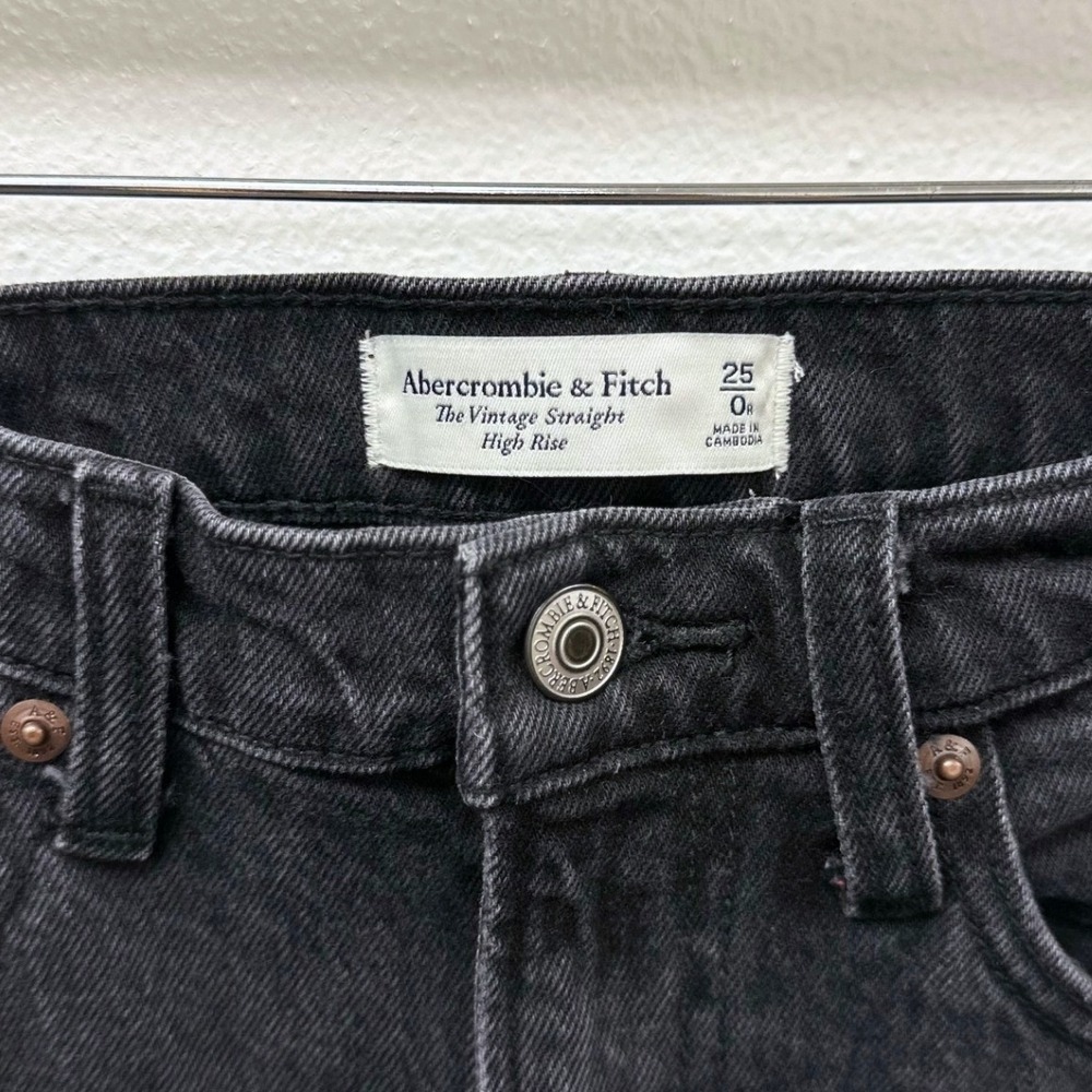 Abercrombie & Fitch The Vintage Straight High Rise Jean Washed Black 25 - Picture 4 of 5
